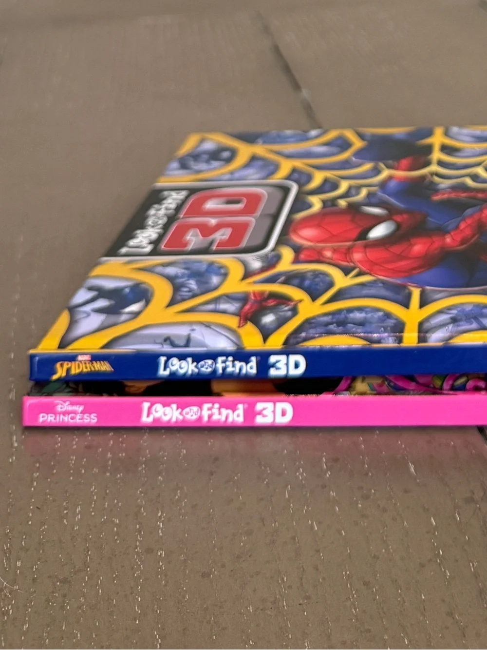 Disney Princess & Marvel Spider-Man Look & Find 3D Kids Books Bundle